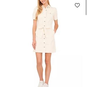 Puff Sleeve Button Front Denim Dress